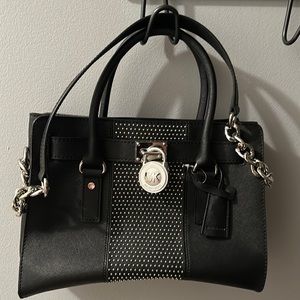 Michael Kors Black Shoulder Bag with Silver Accents